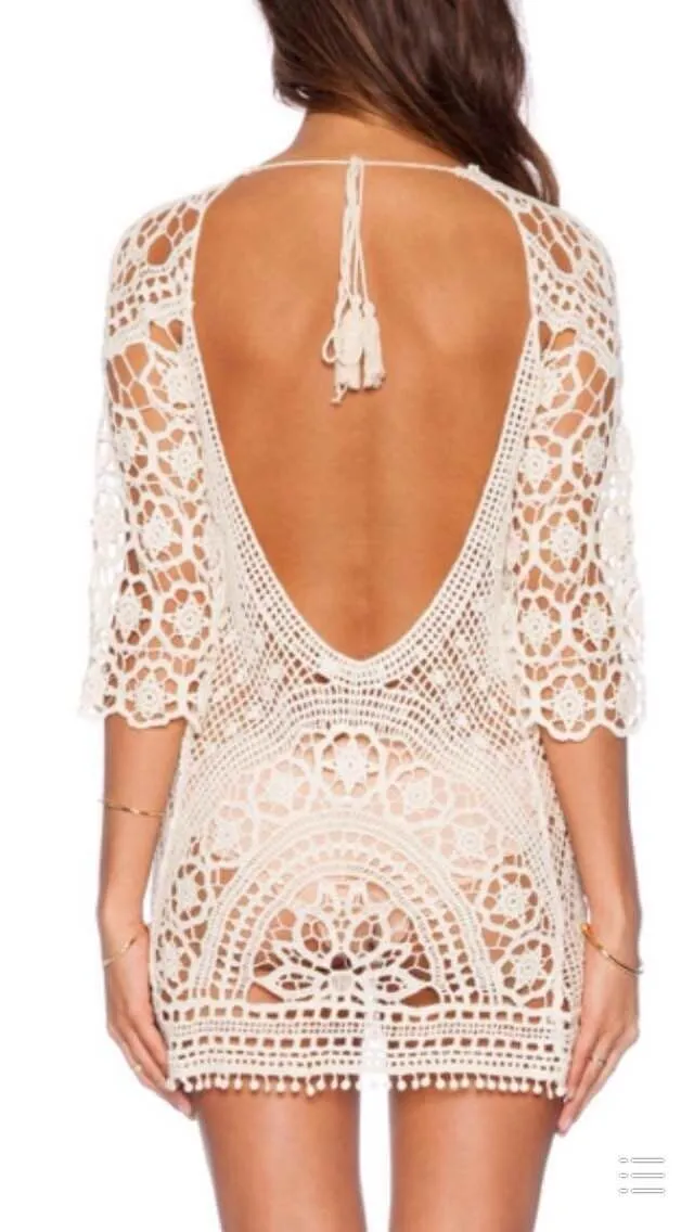 Hot Sale Long-sleeved lace blouse bikini sunscreen dress