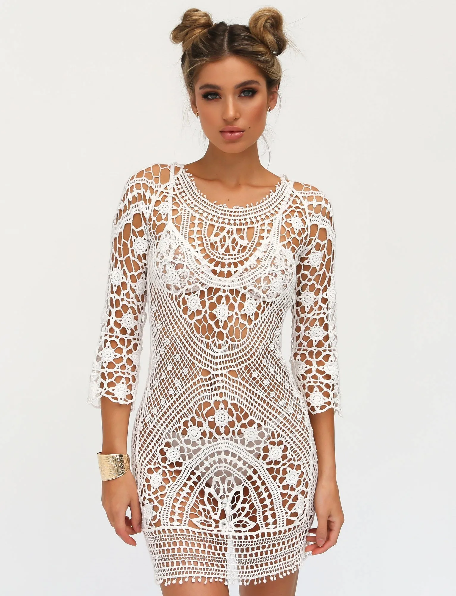 Hot Sale Long-sleeved lace blouse bikini sunscreen dress