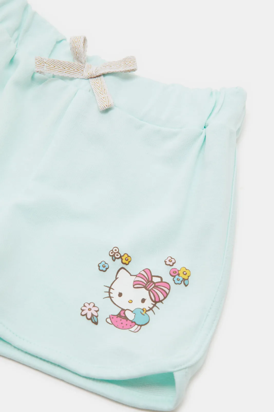 Infant Girls Blue Hello Kitty Print Shorts