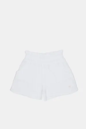 Infant Girls White Paper Bag Shorts