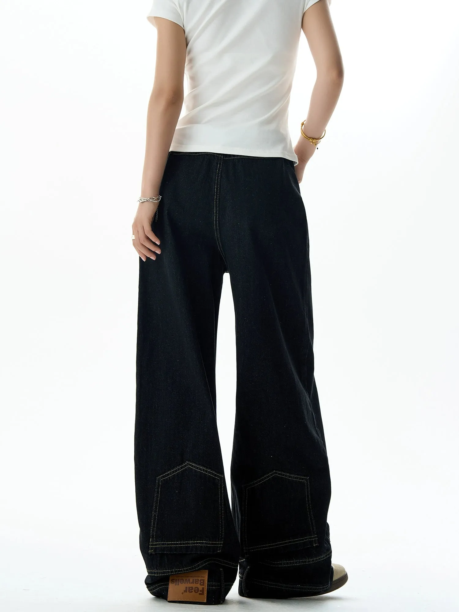 Inverted Jeans Washed Wide-Leg Pants