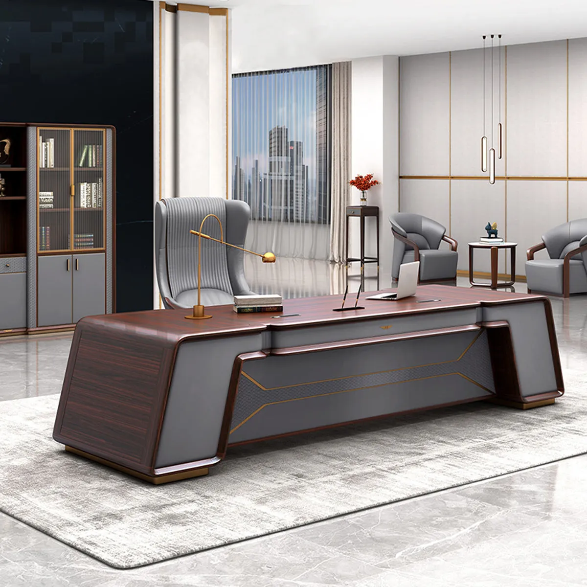 Italian Stylish Solid Wood Executive Desk: Bold and Timeless Design LBZ-2013