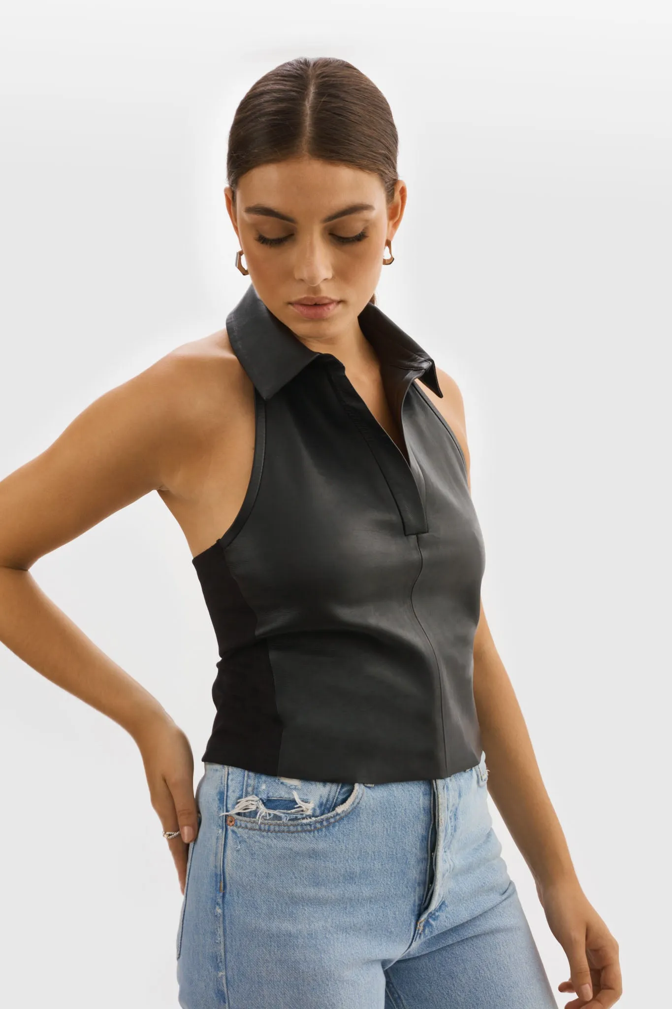 JULANE | Leather Halterneck Top