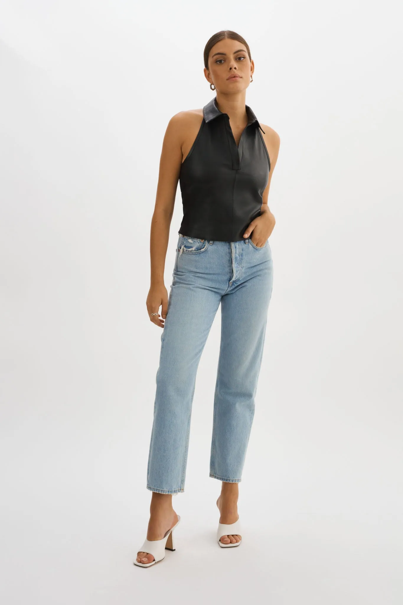 JULANE | Leather Halterneck Top