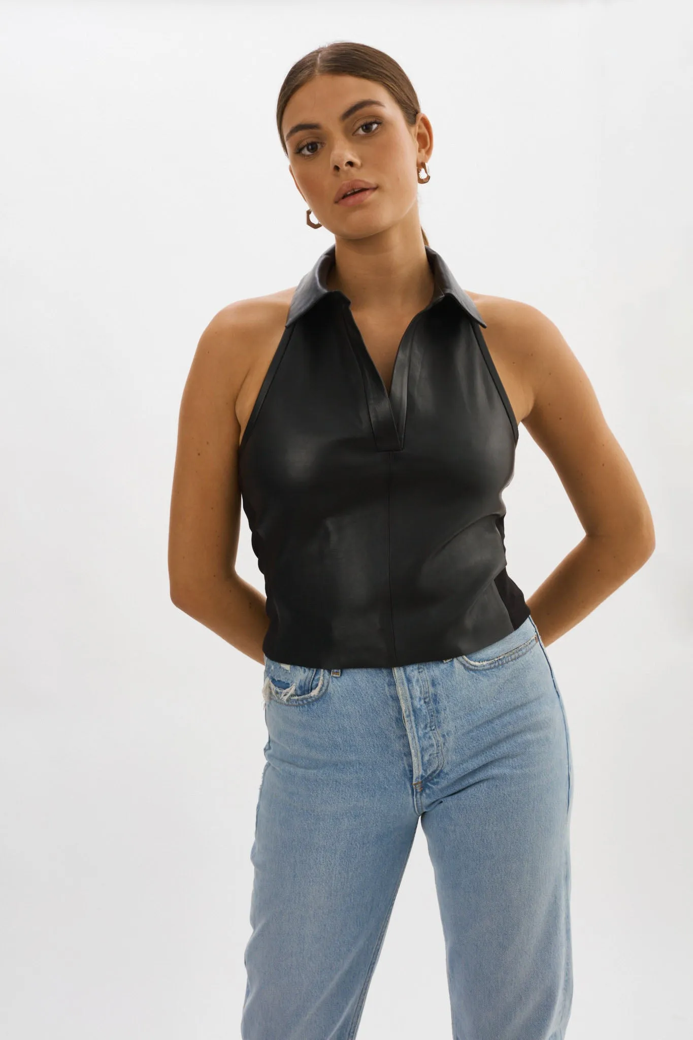 JULANE | Leather Halterneck Top