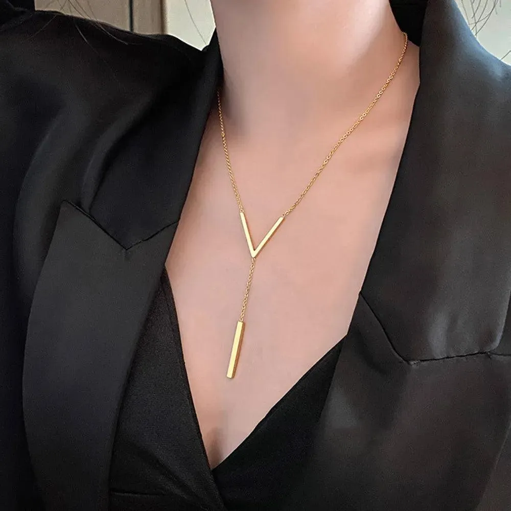 Kary - Long Sexy V-shaped necklace.