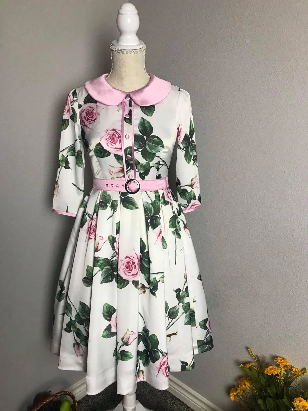 Kennedy Dress in Roses Silk size S