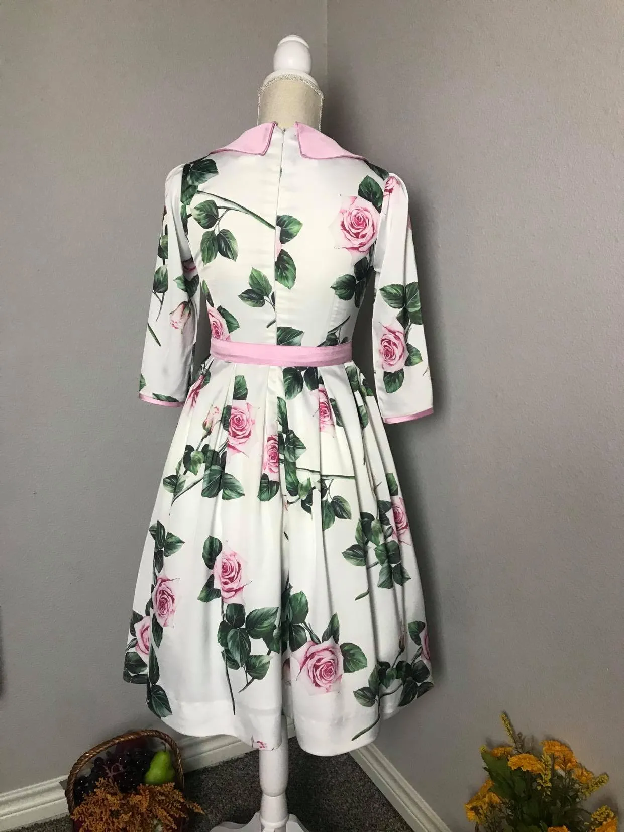 Kennedy Dress in Roses Silk size S