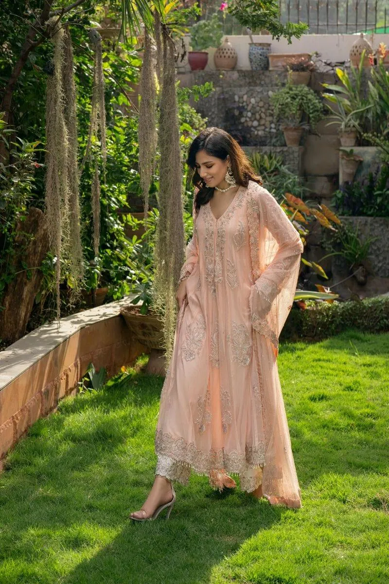 Khayal BY SHAISTA HASSAN - French net peshwas heavily embellished with culottes and embellished french net dupatta - 3 Piece