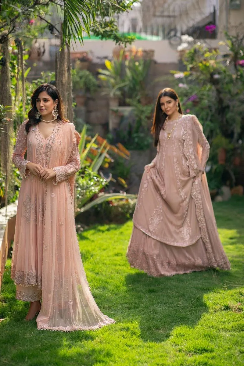 Khayal BY SHAISTA HASSAN - French net peshwas heavily embellished with culottes and embellished french net dupatta - 3 Piece