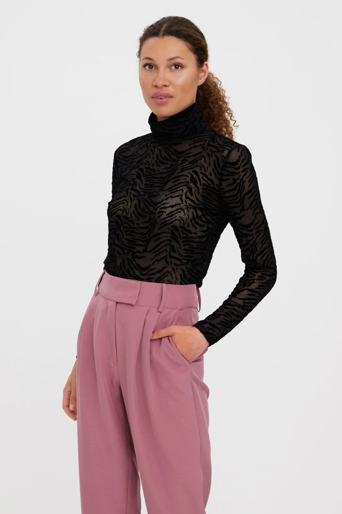 Koko High Neck Top - Black Tiger