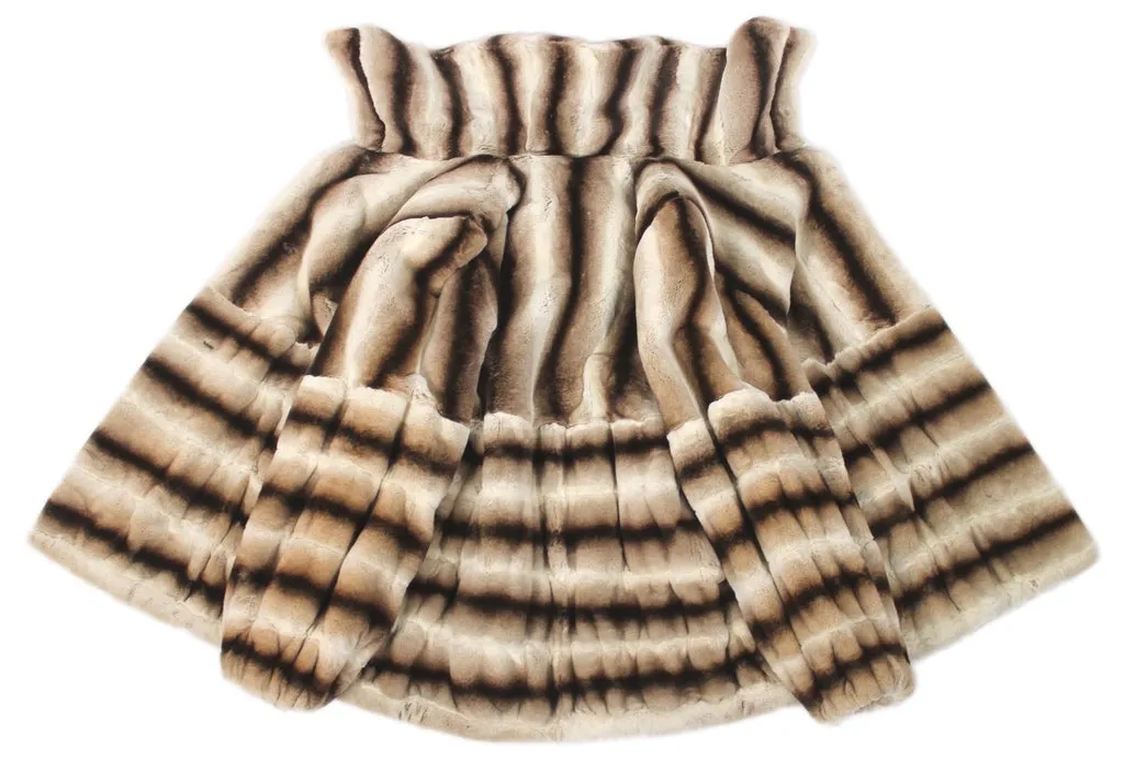 LARGE BEIGE BROWN STRIPED REX RABBIT FUR COAT, JACKET