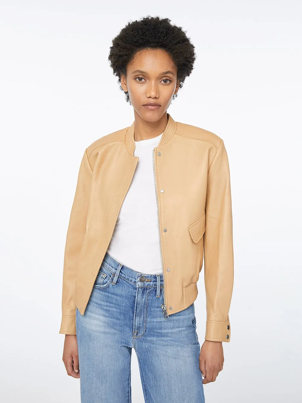 Leather Bomber -- Sand