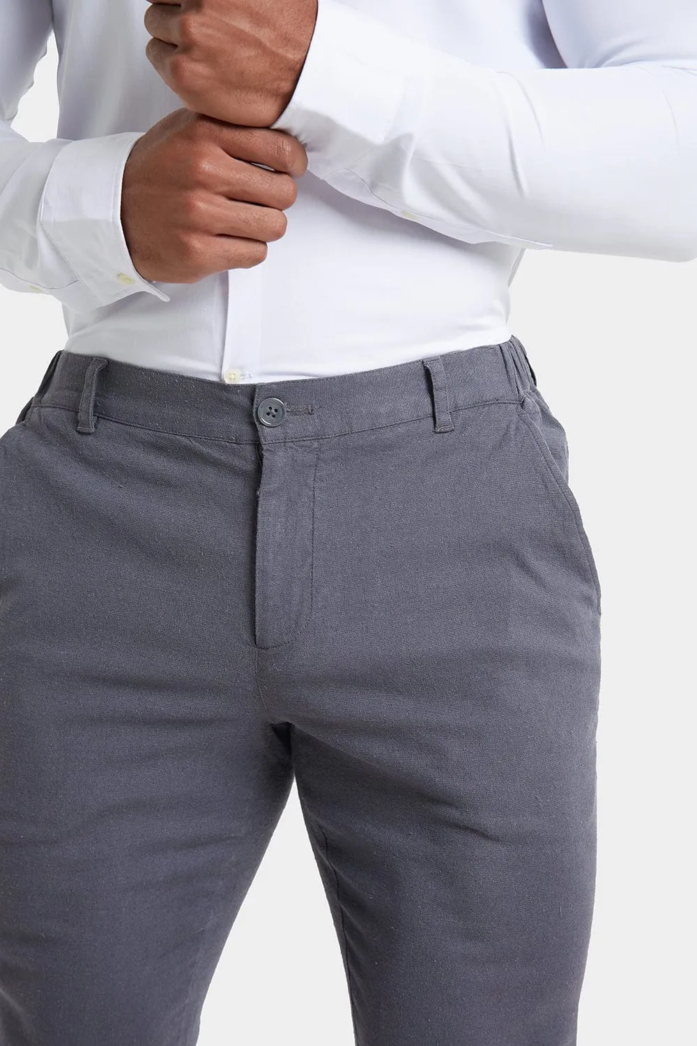 Linen-blend Pants in Grey