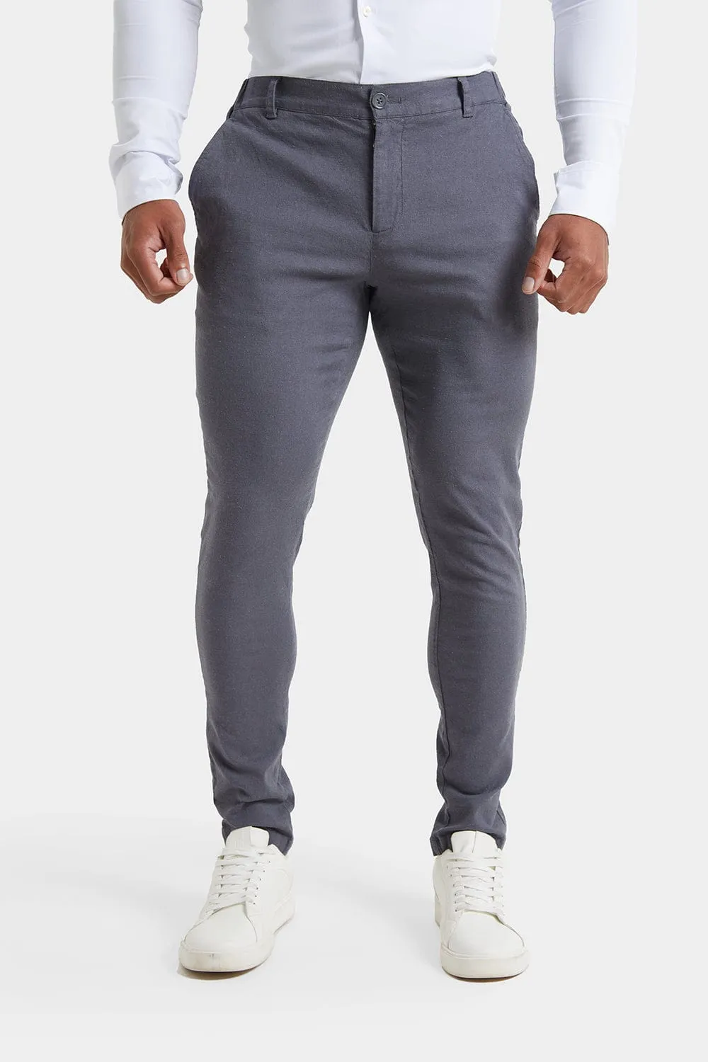 Linen-blend Pants in Grey