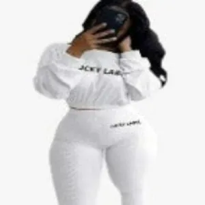 Long Sleeve Ribbed Crop Top   Skinny Long Pants Tracksuit Jogger Set