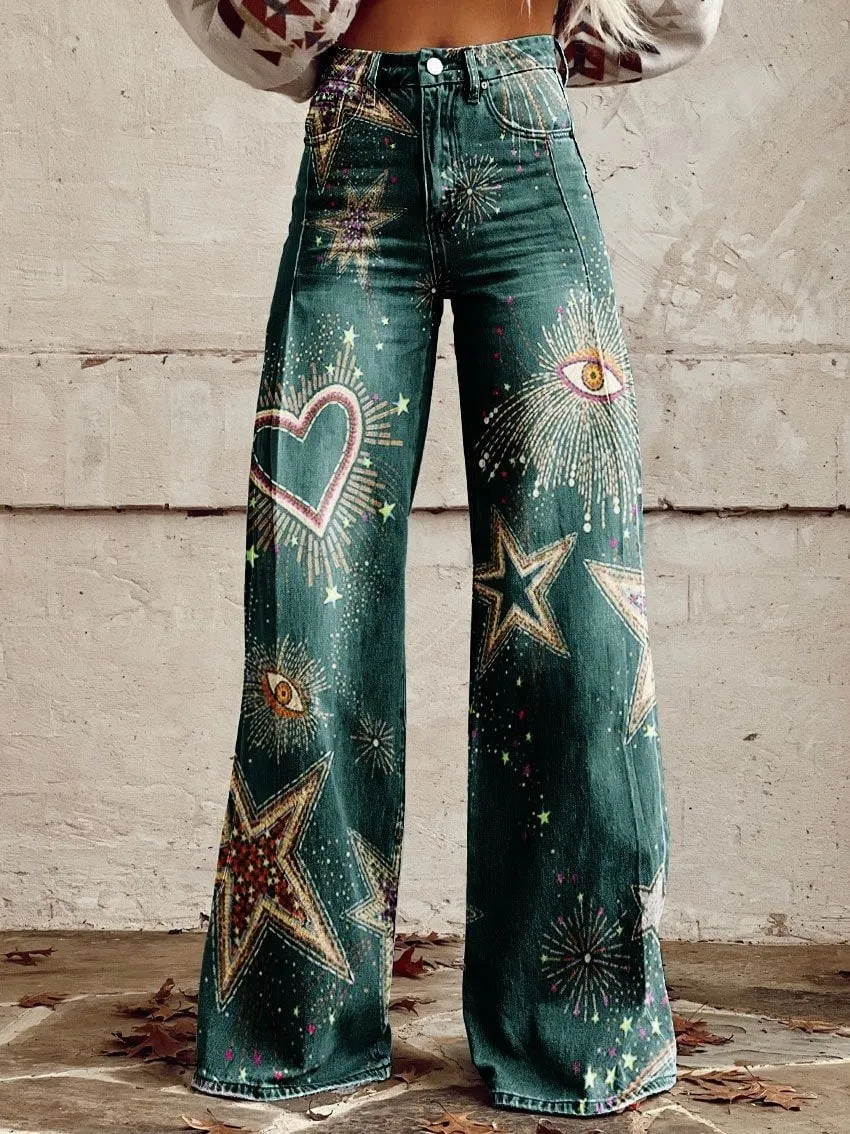 LovelyRLovely Women's 3D Bell-bottom Denim Pants