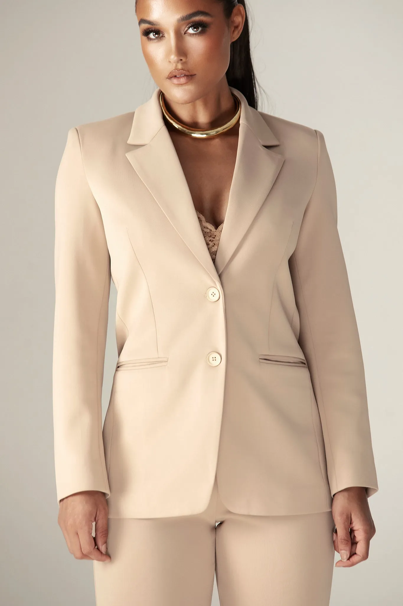 Marina Stylist Cinched Blazer (Nude)