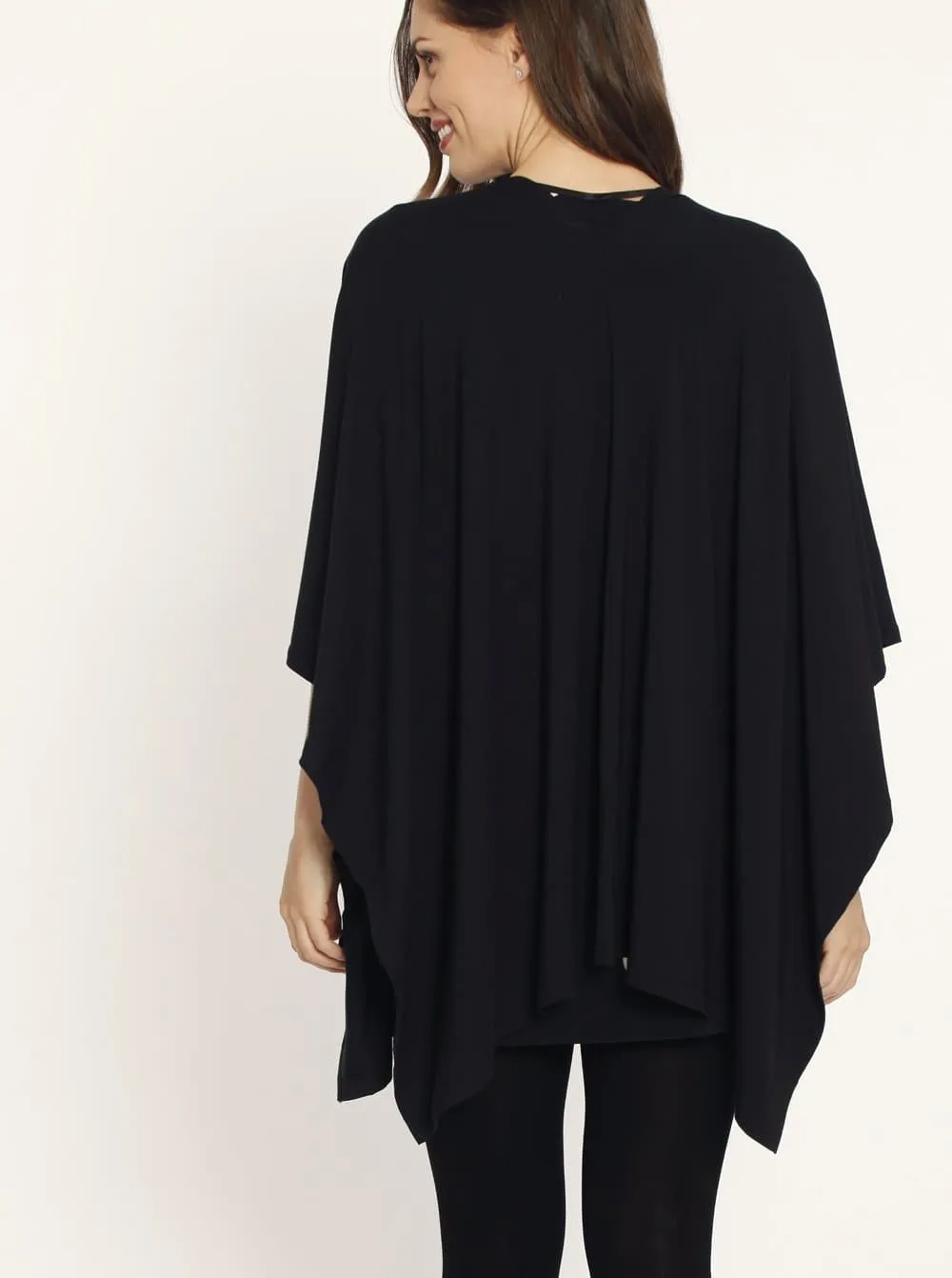 Maternity Long Waterfall Cape in Black