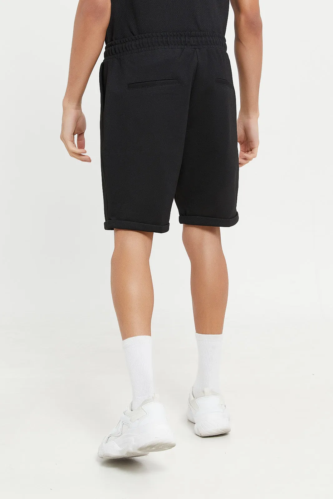 Men Black Pull-On Shorts