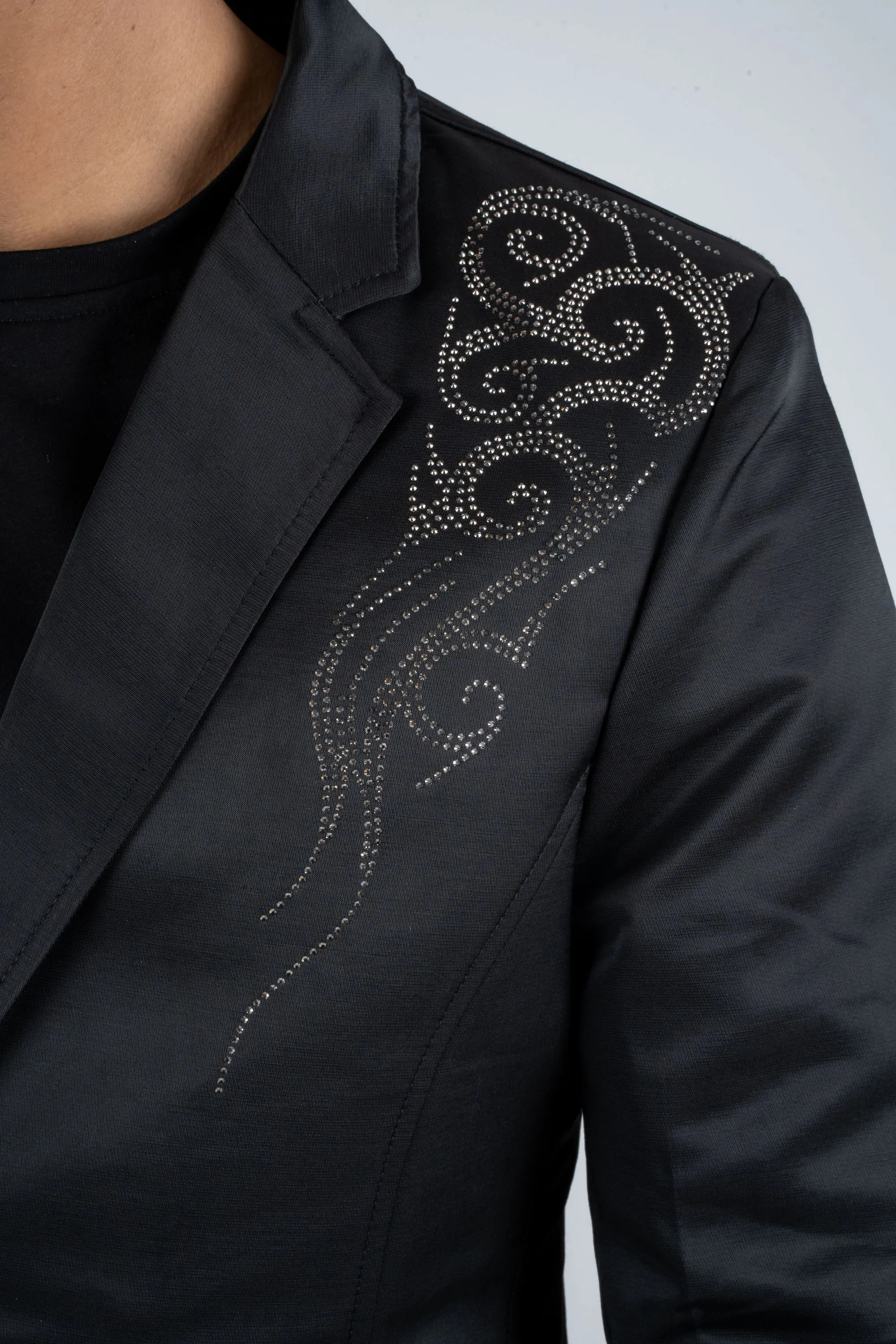 Men's Double Button Rhinestone Black Blazer