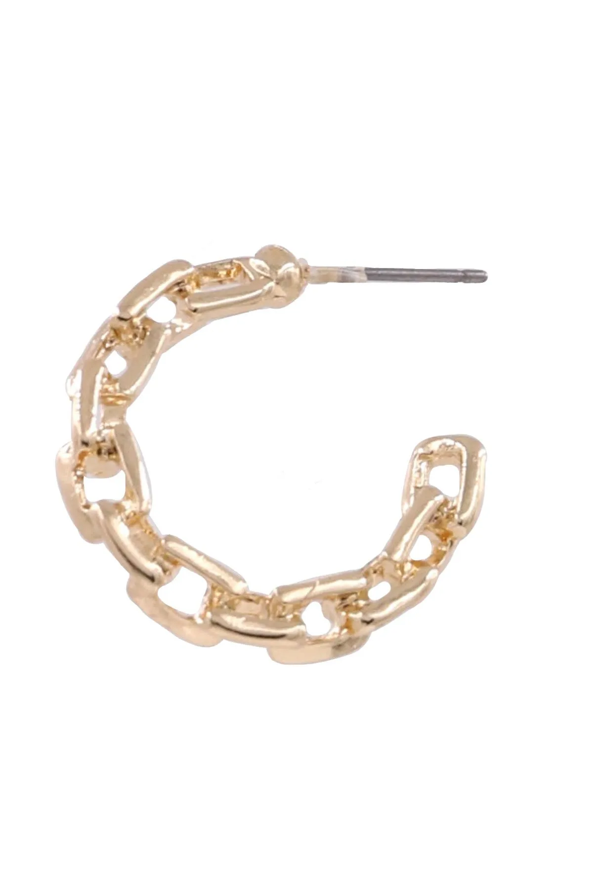 Metal Gold Medium Chain Opened Hoop Earrings