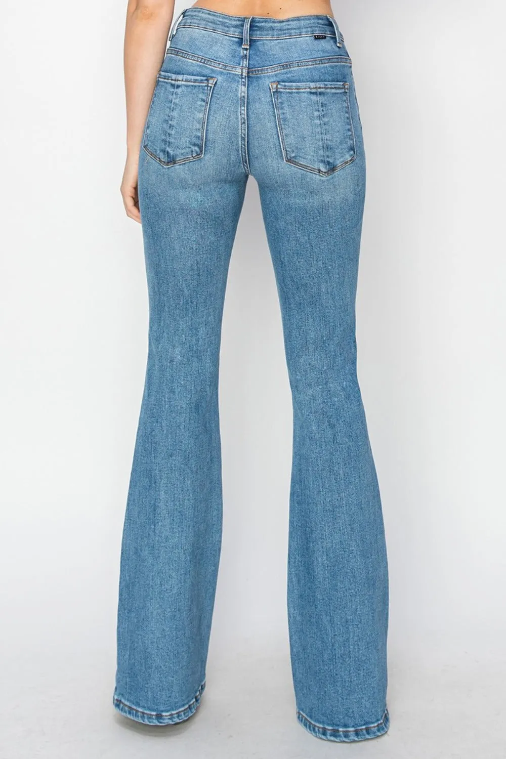 Mid Rise Flare Jeans with Pockets