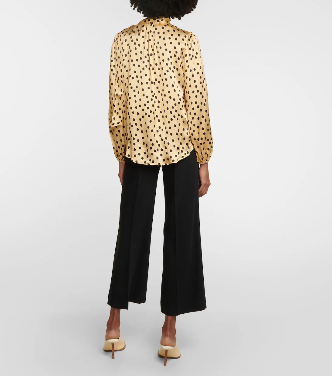 moss polka dot blouse with tie collar Rixo, yellow