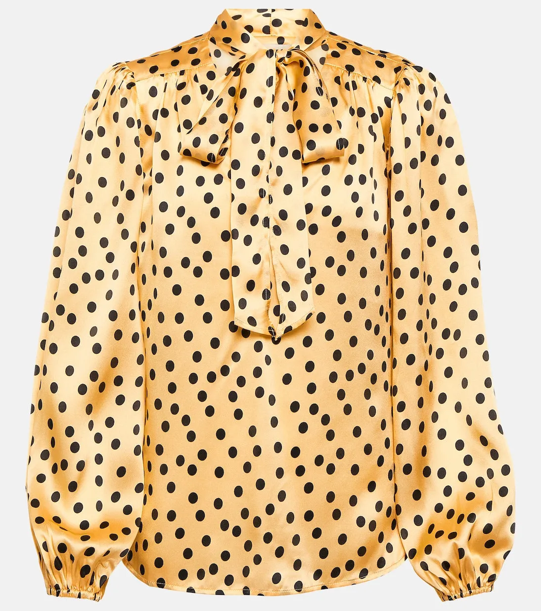 moss polka dot blouse with tie collar Rixo, yellow