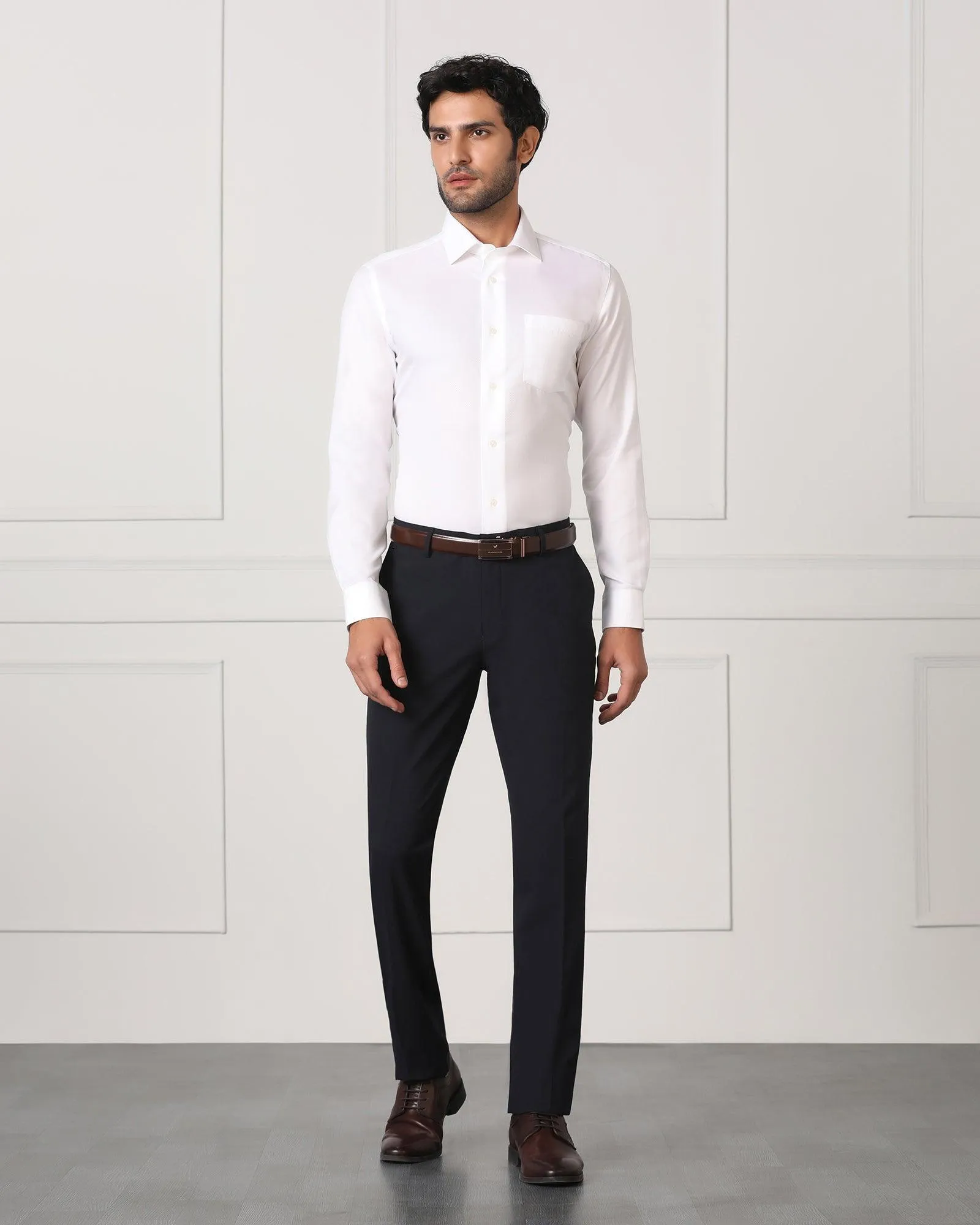 Must Haves Slim Fit B-91 Formal Navy Solid Trouser - Travis