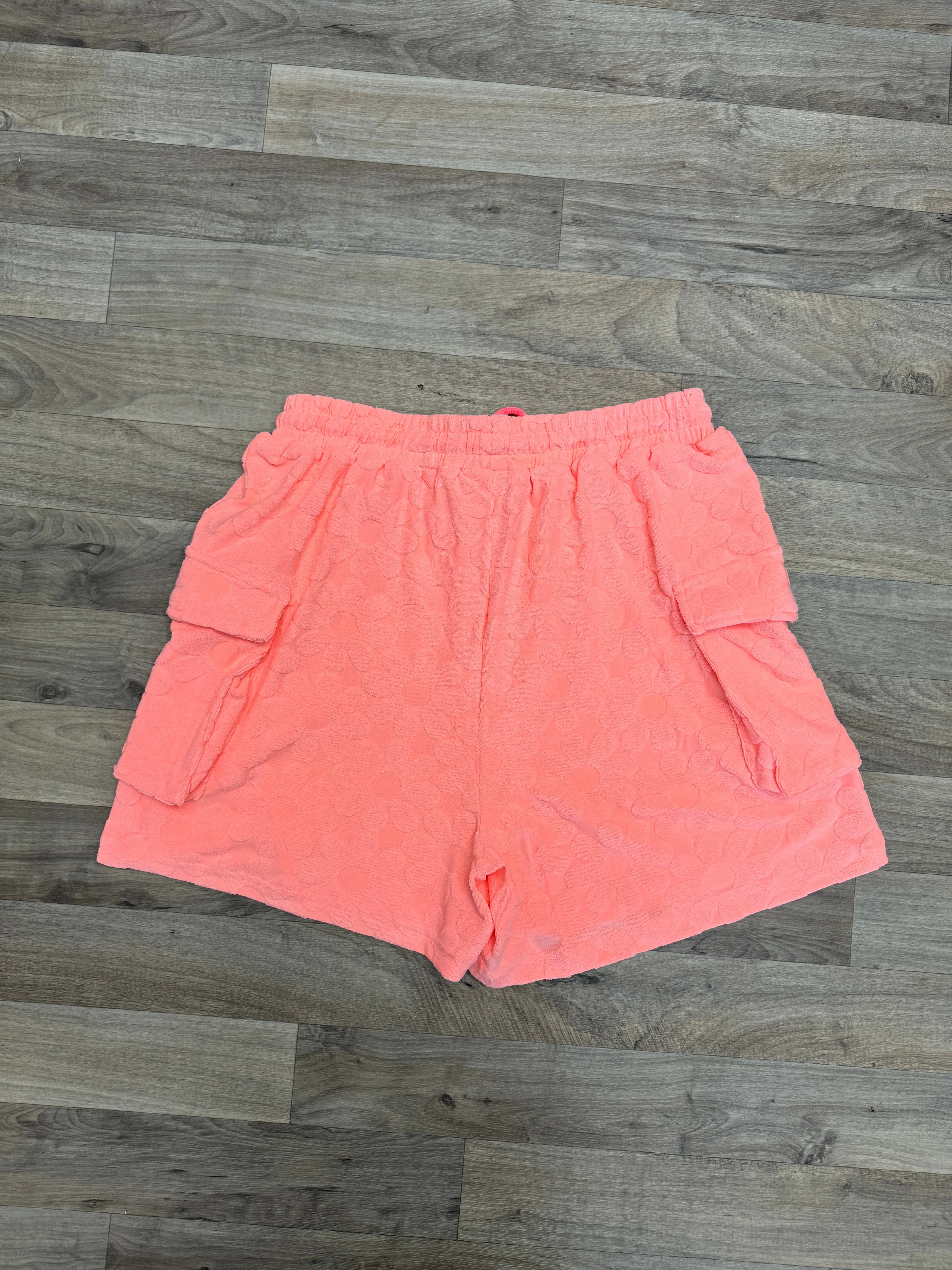 Neon Coral Flower Shorts