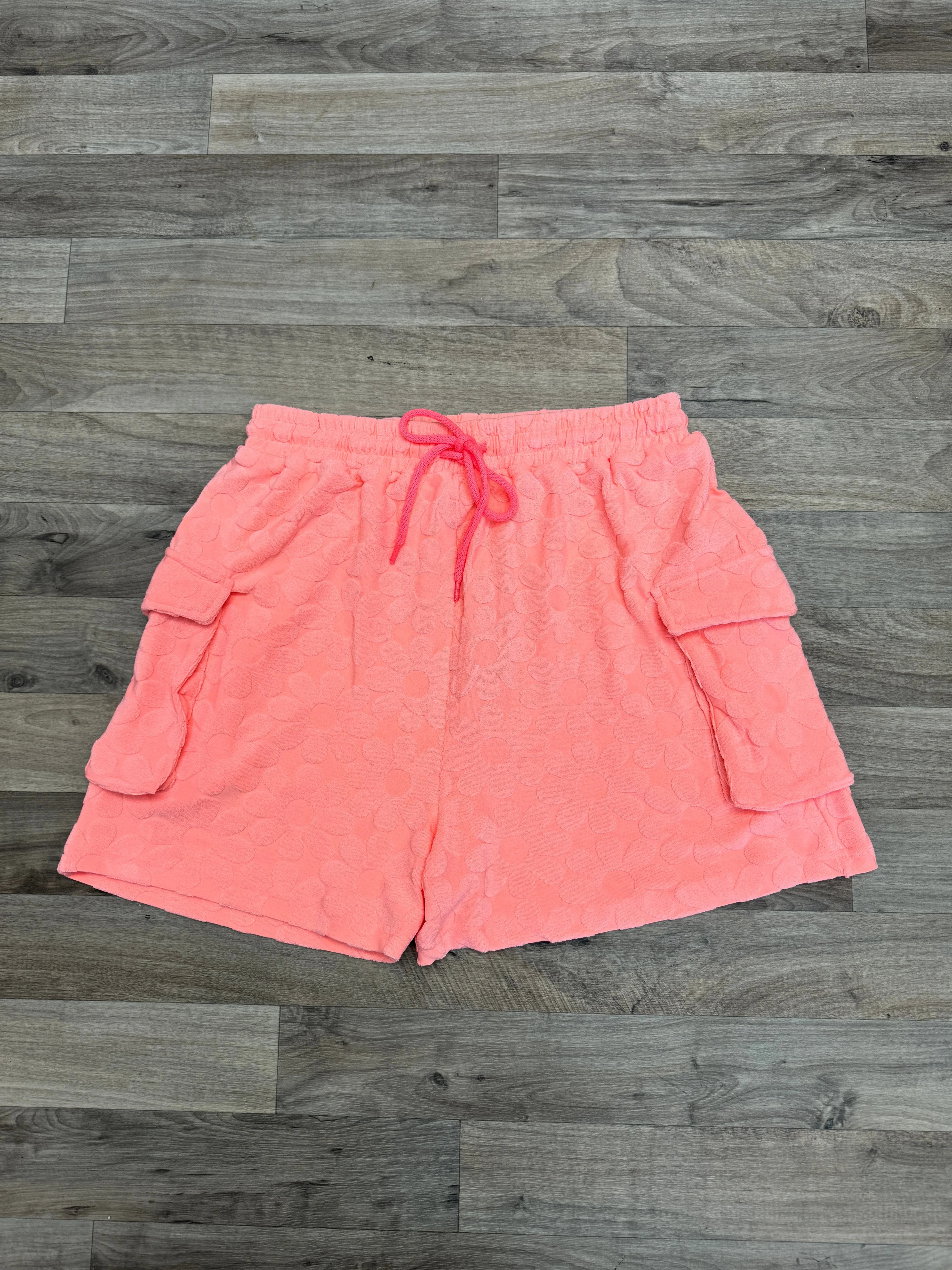 Neon Coral Flower Shorts