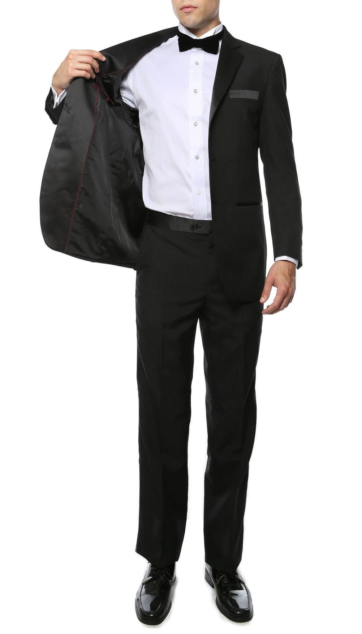 Paul Lorenzo Mens Black Regular Fit 2 Piece Tuxedo