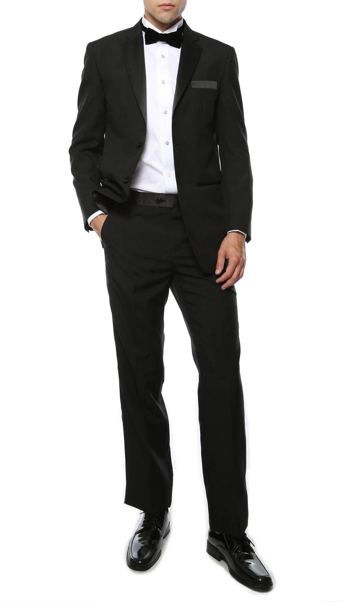 Paul Lorenzo Mens Black Regular Fit 2 Piece Tuxedo