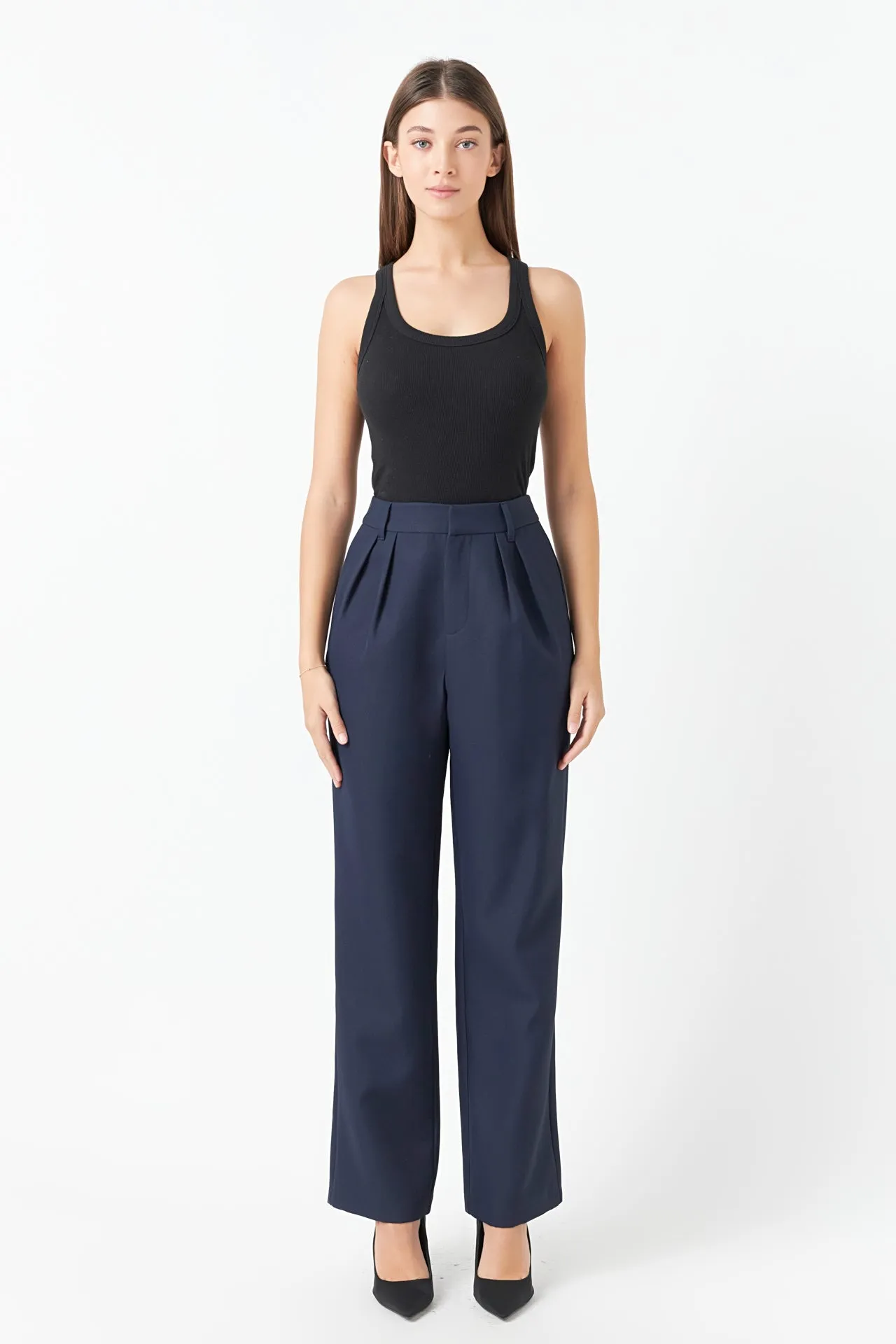 Pleated High Waist Trousers