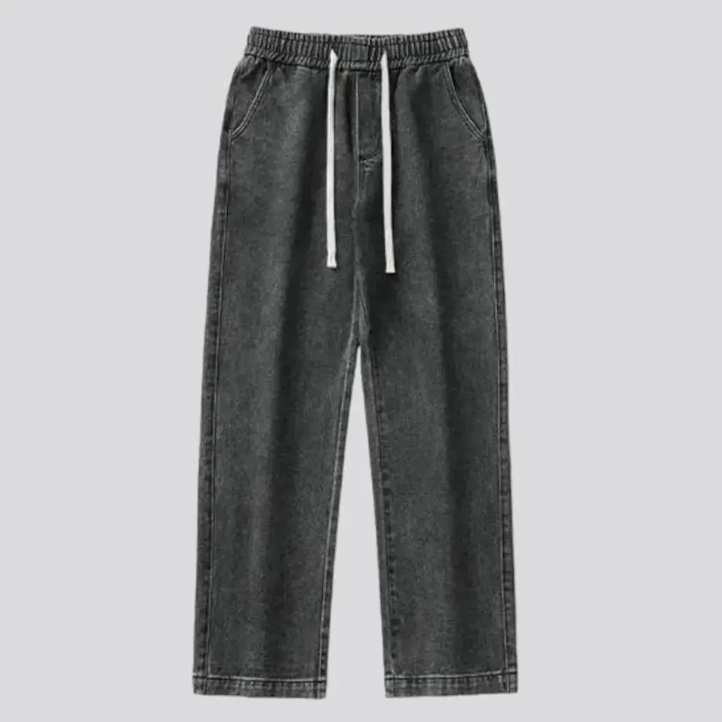 Retro men's rock-washed jeans