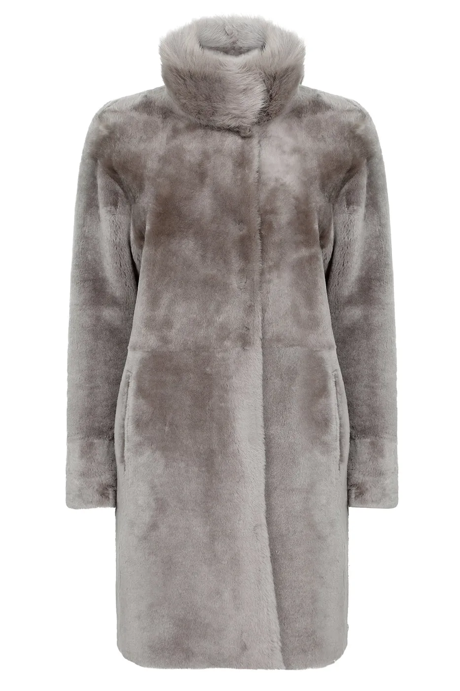 Reversible Cocoon Shape Shearling Coat - Zermatt