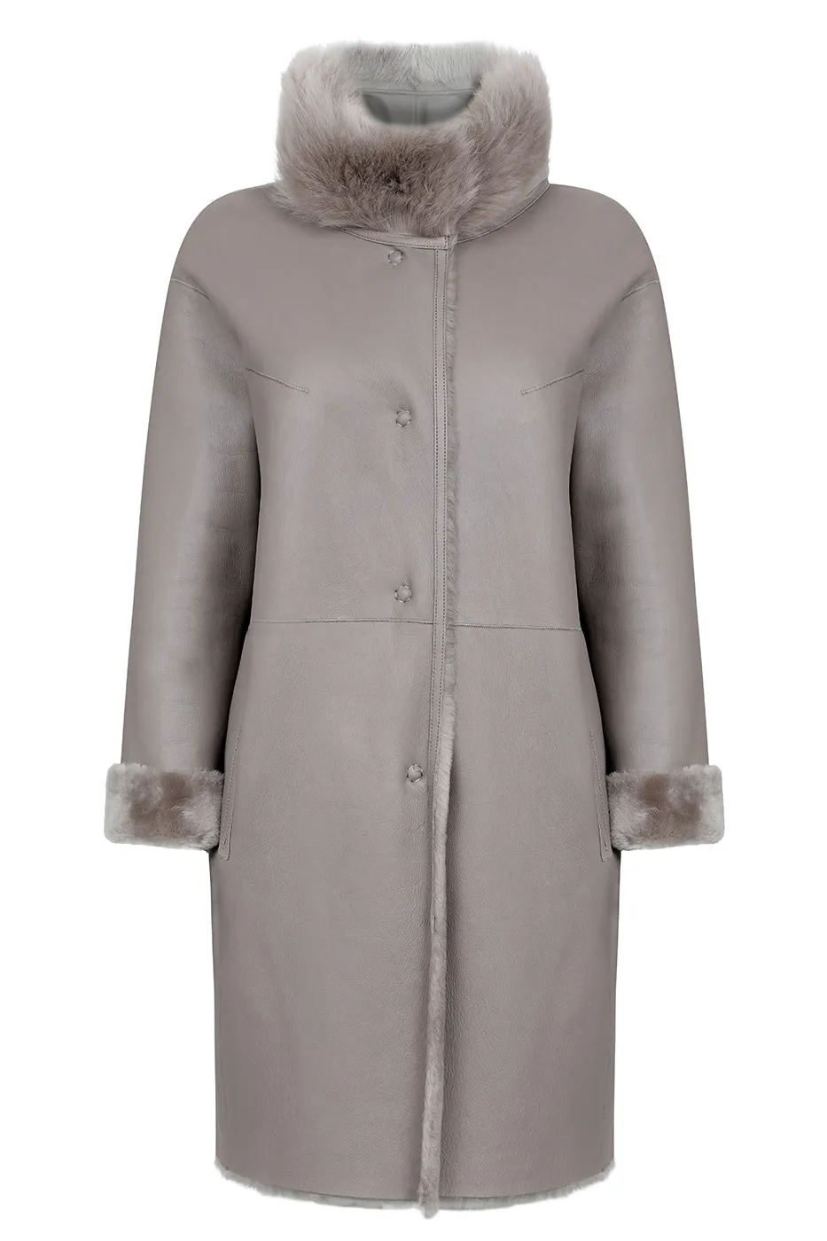 Reversible Cocoon Shape Shearling Coat - Zermatt