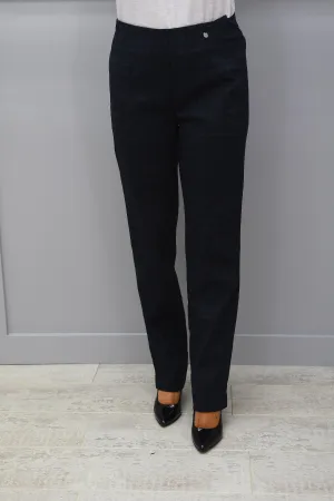 Robell Marie Navy & Blue Pattern Trousers - 51570 54811 69