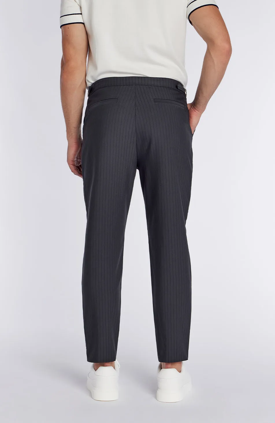 Savile Slim Pinstripe Chino Pants in Blue