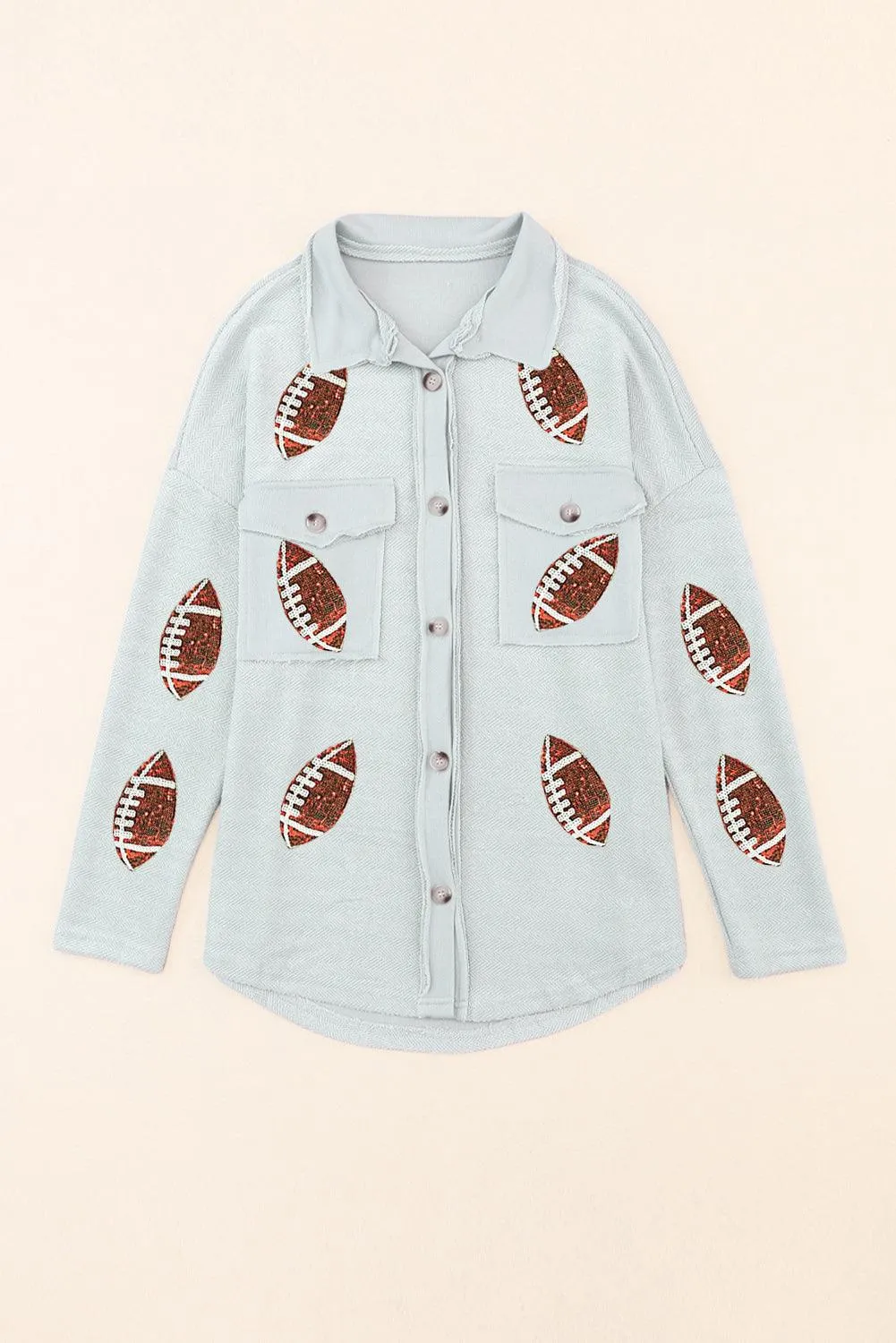 Sequin Sassy Football Buttoned Shacket