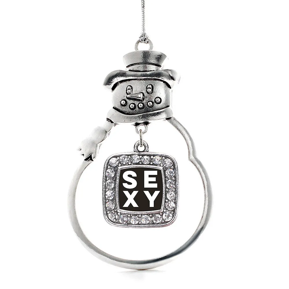 Silver Sexy Square Charm Snowman Ornament