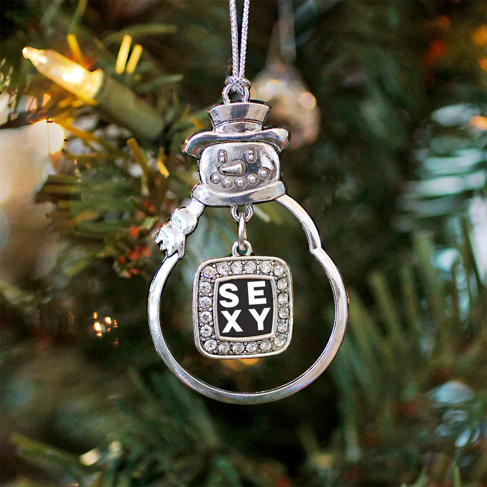 Silver Sexy Square Charm Snowman Ornament