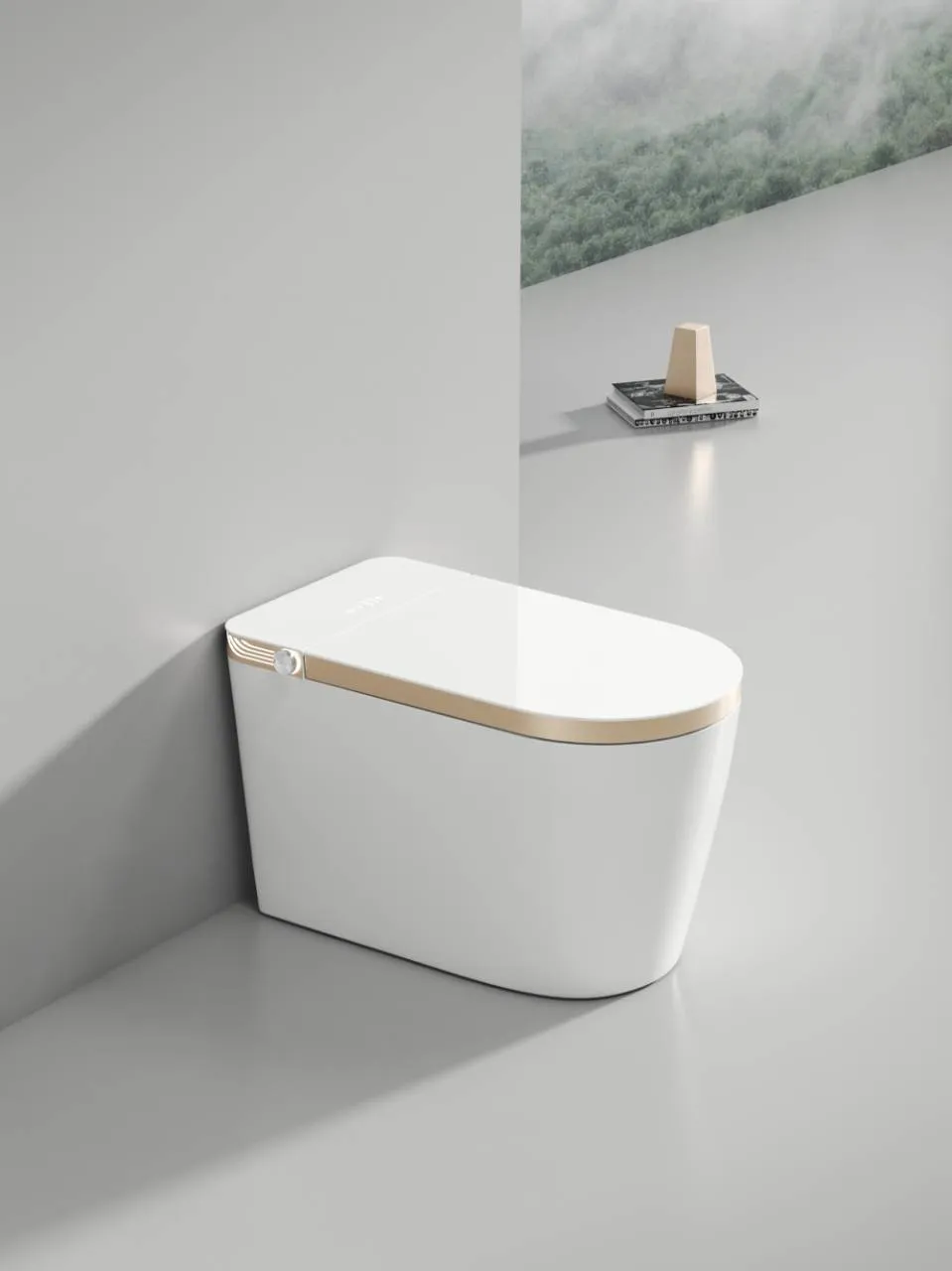 Smart LED Luxury Bidet Toilet with Gold Trim