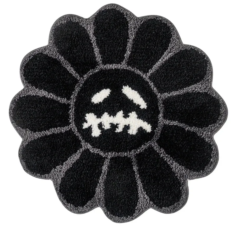 Smiling Face Tufted Flower Art Rug