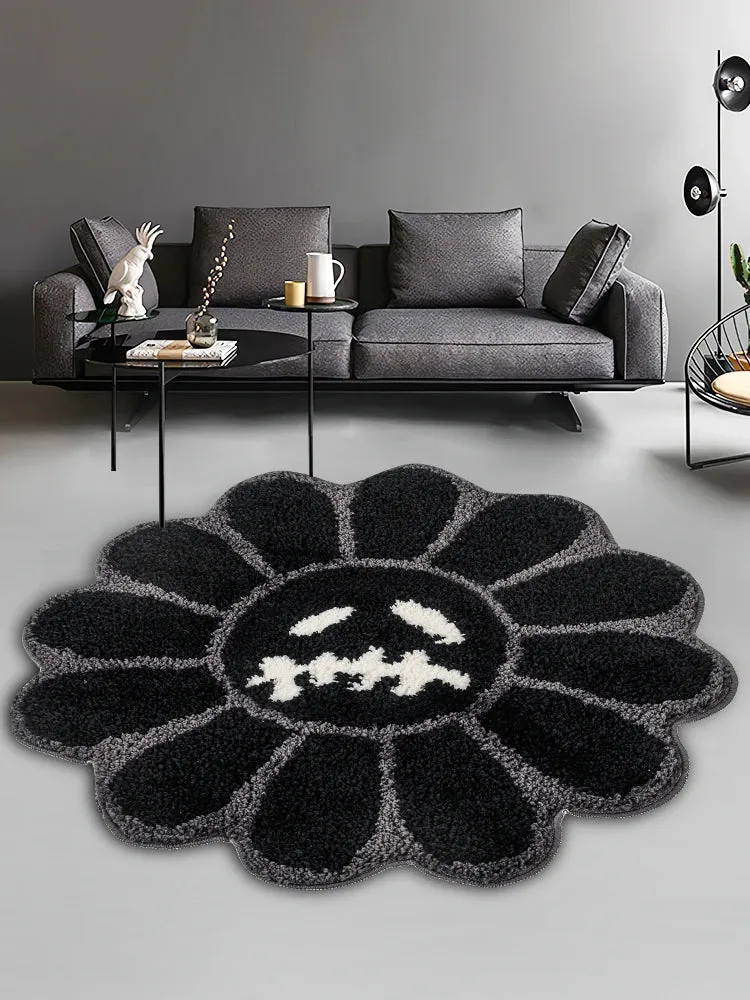 Smiling Face Tufted Flower Art Rug