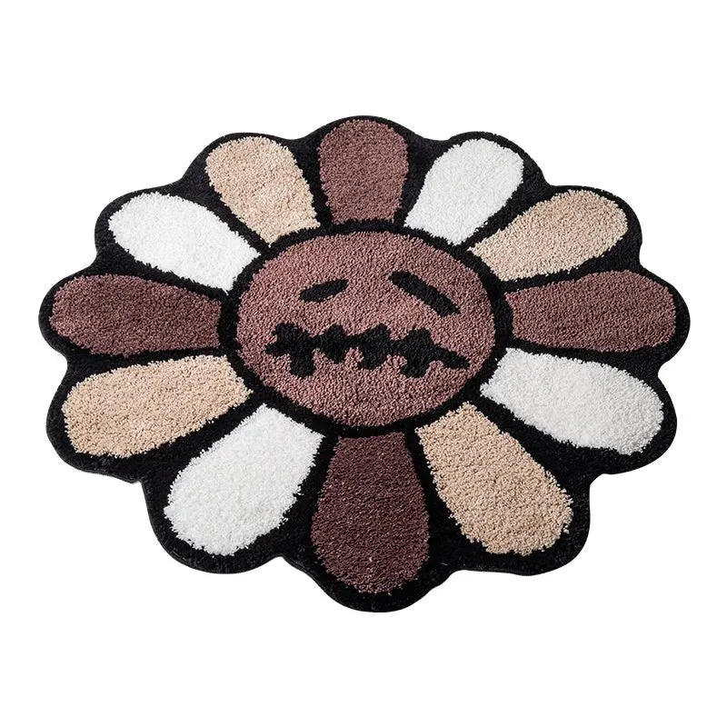 Smiling Face Tufted Flower Art Rug