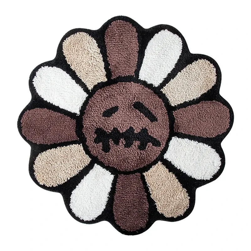 Smiling Face Tufted Flower Art Rug