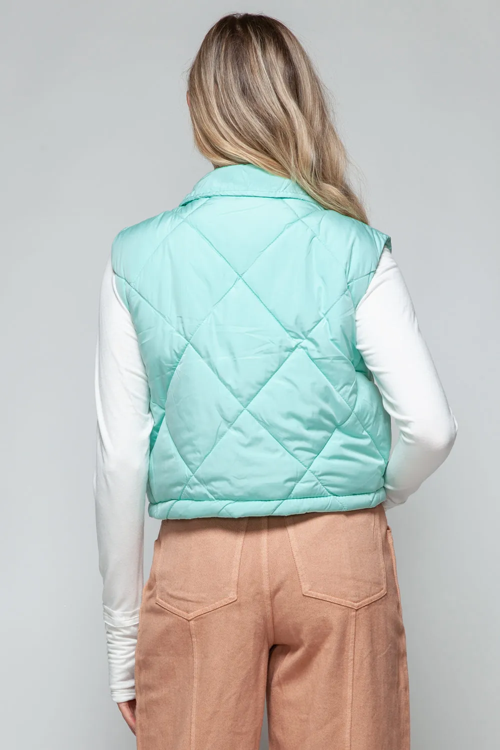 Snobbish Snap Down Quilted Crop Vest