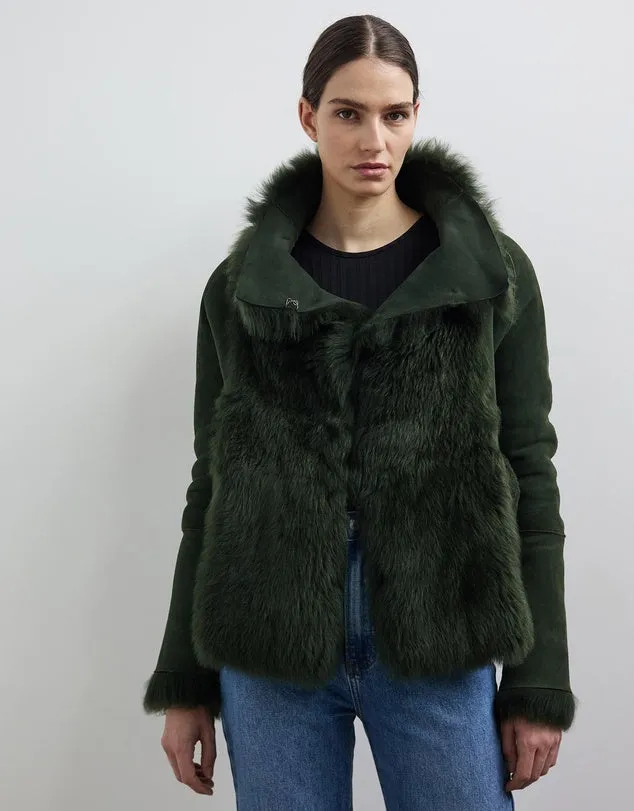 Spring Street Shearling Coat Moss Green Shearling